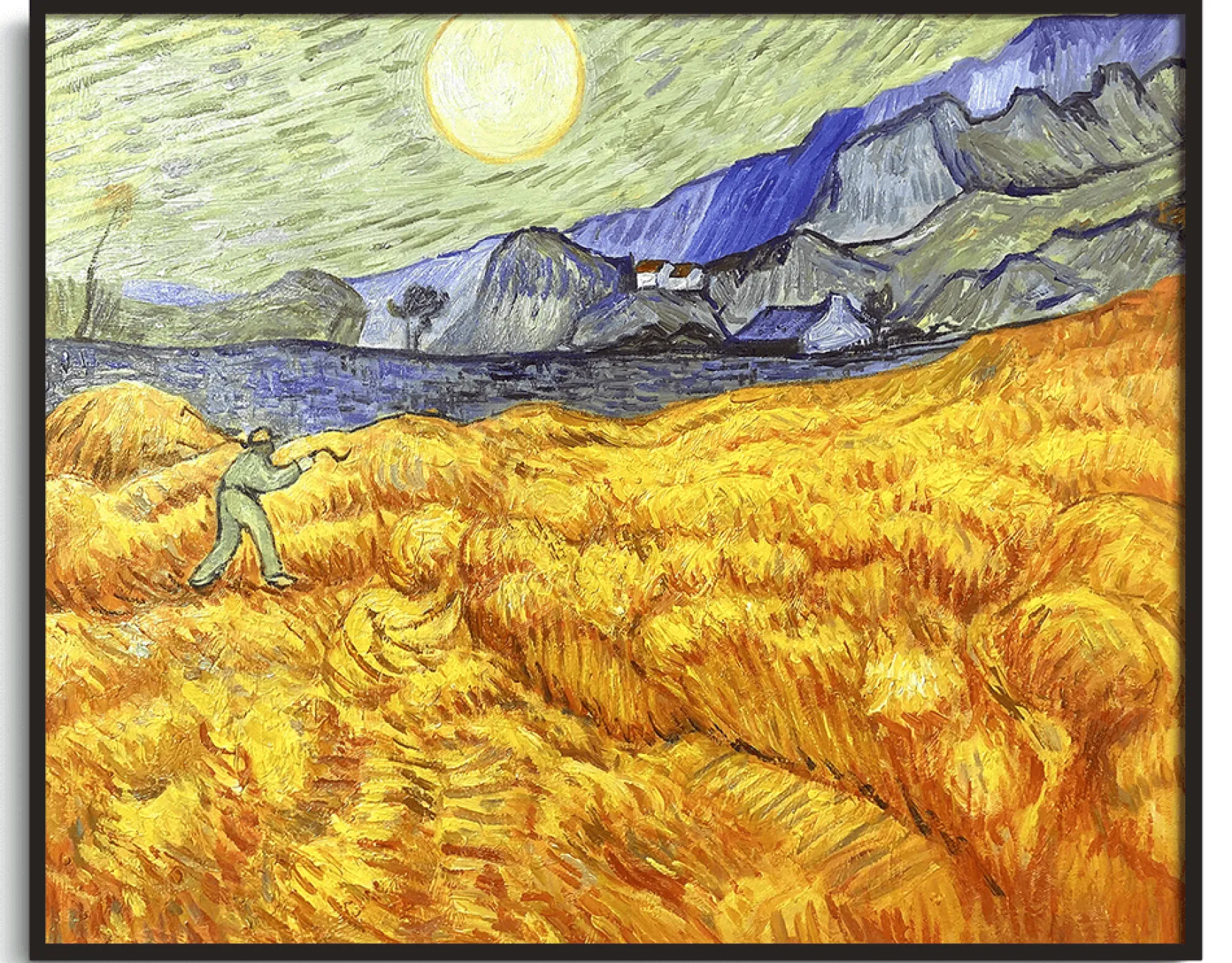 Galerie Mont Van Gogh<Champ de blé derrière l'hospice Saint-Paul avec un faucheur - Vincent Van Gogh