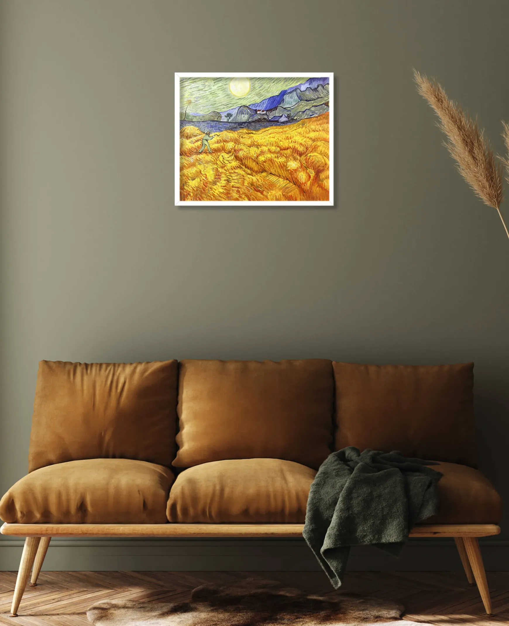 Galerie Mont Van Gogh<Champ de blé derrière l'hospice Saint-Paul avec un faucheur - Vincent Van Gogh