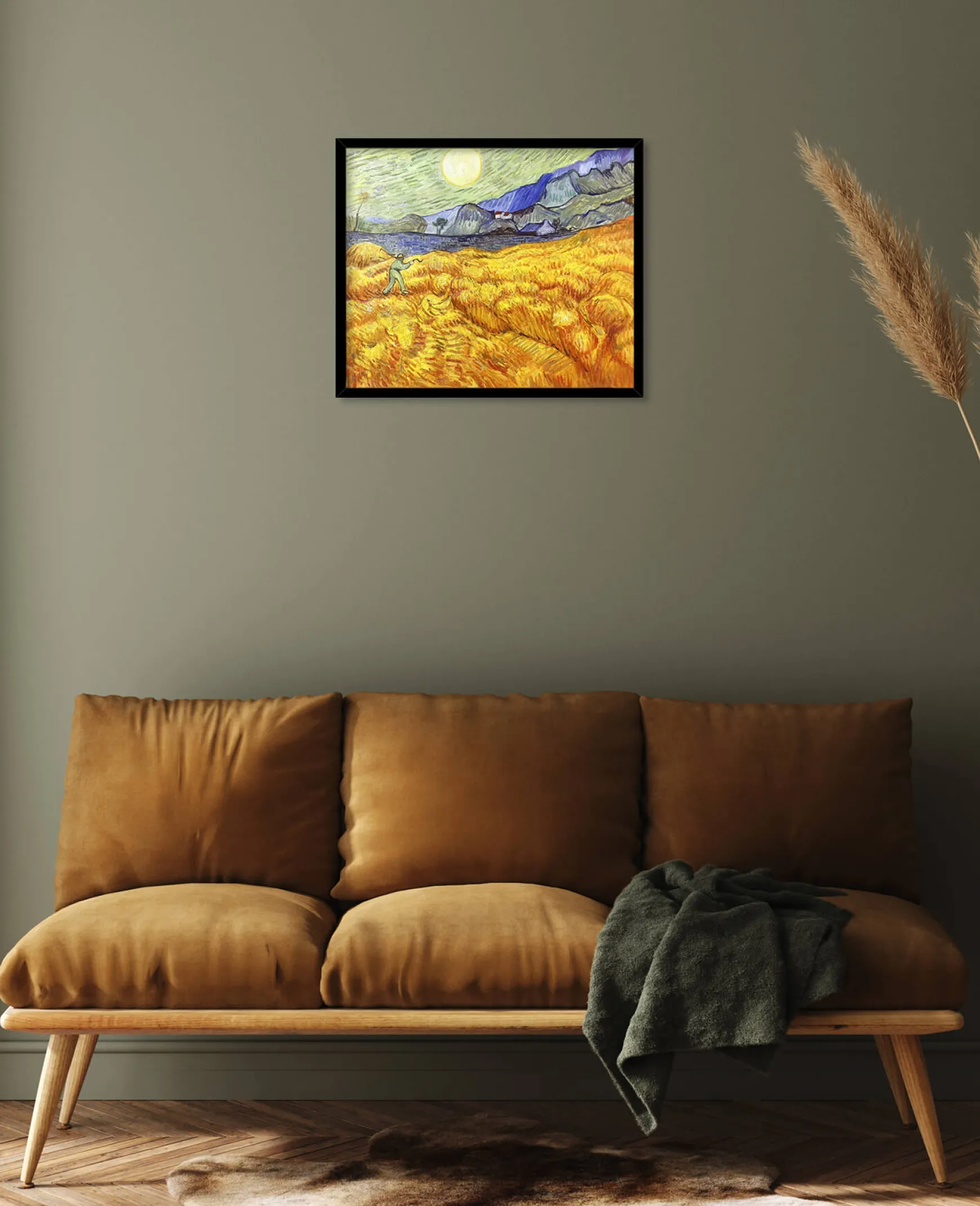 Galerie Mont Van Gogh<Champ de blé derrière l'hospice Saint-Paul avec un faucheur - Vincent Van Gogh