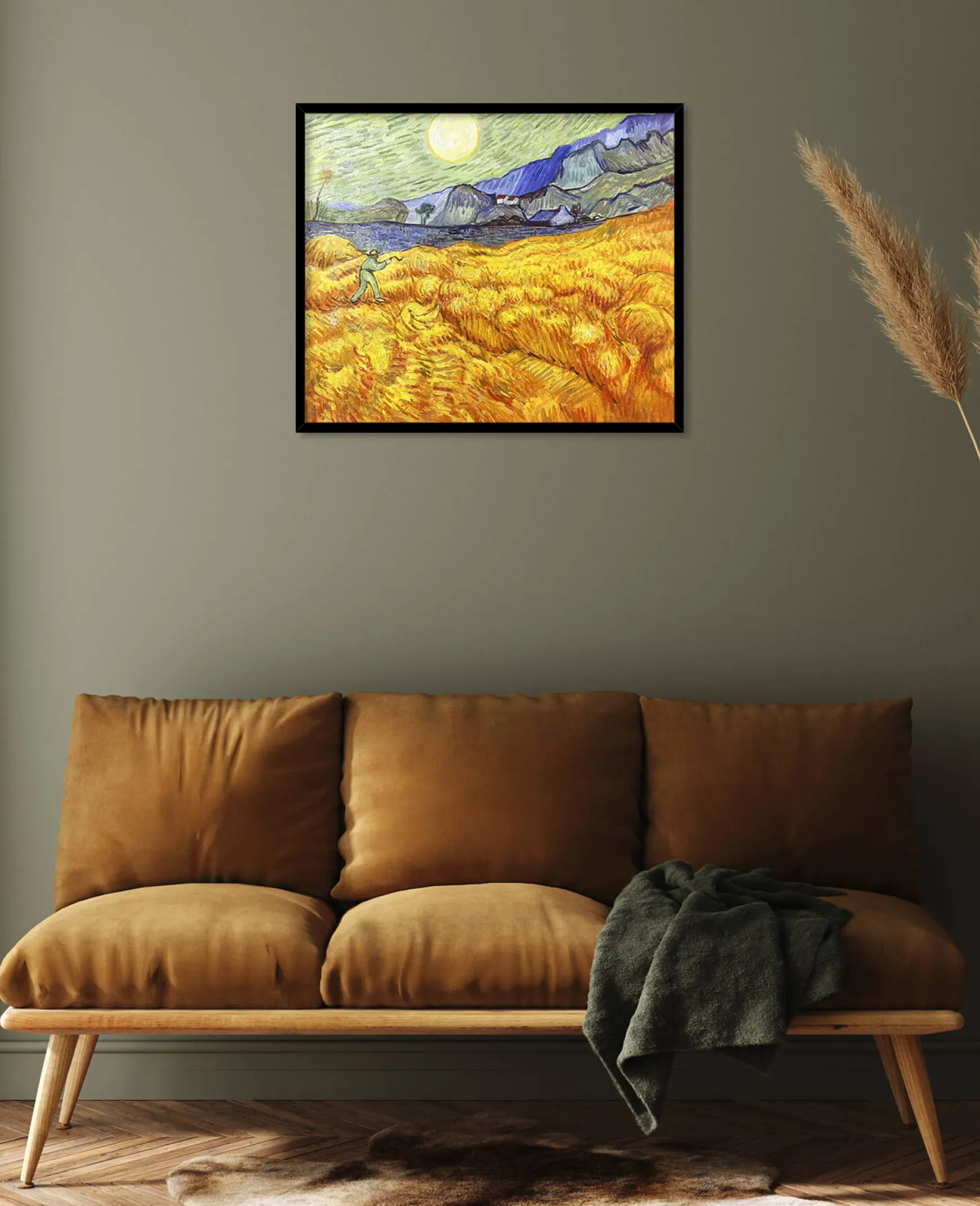 Galerie Mont Van Gogh<Champ de blé derrière l'hospice Saint-Paul avec un faucheur - Vincent Van Gogh