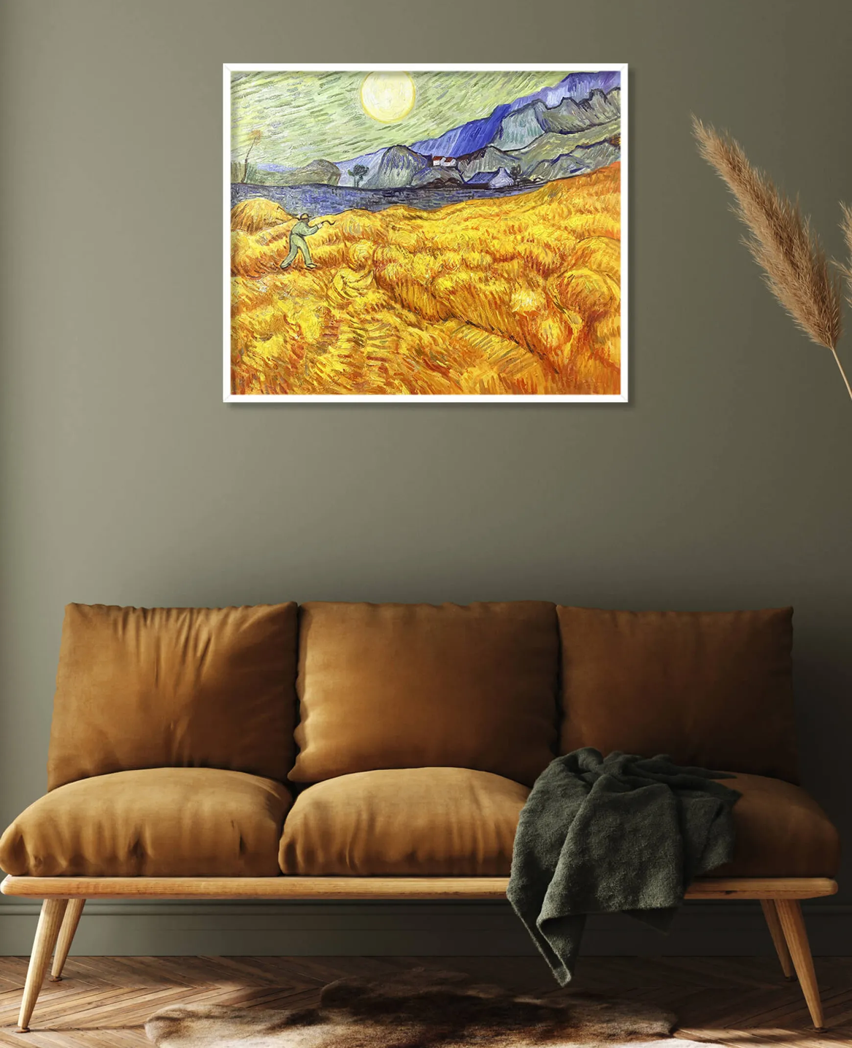 Galerie Mont Van Gogh<Champ de blé derrière l'hospice Saint-Paul avec un faucheur - Vincent Van Gogh