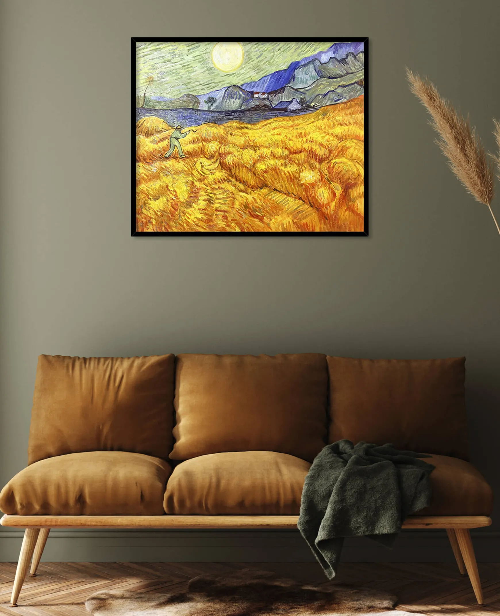 Galerie Mont Van Gogh<Champ de blé derrière l'hospice Saint-Paul avec un faucheur - Vincent Van Gogh