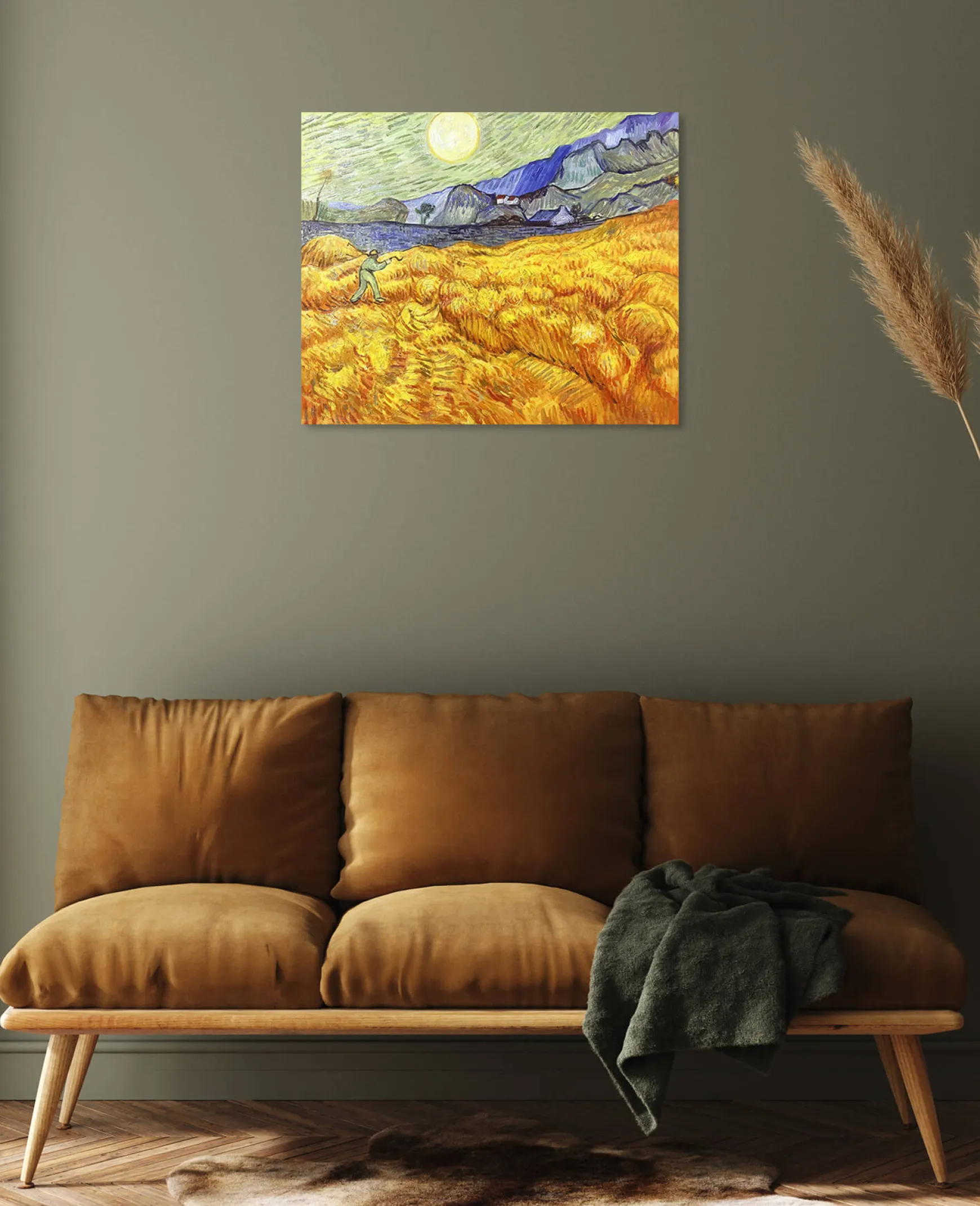 Galerie Mont Van Gogh<Champ de blé derrière l'hospice Saint-Paul avec un faucheur - Vincent Van Gogh