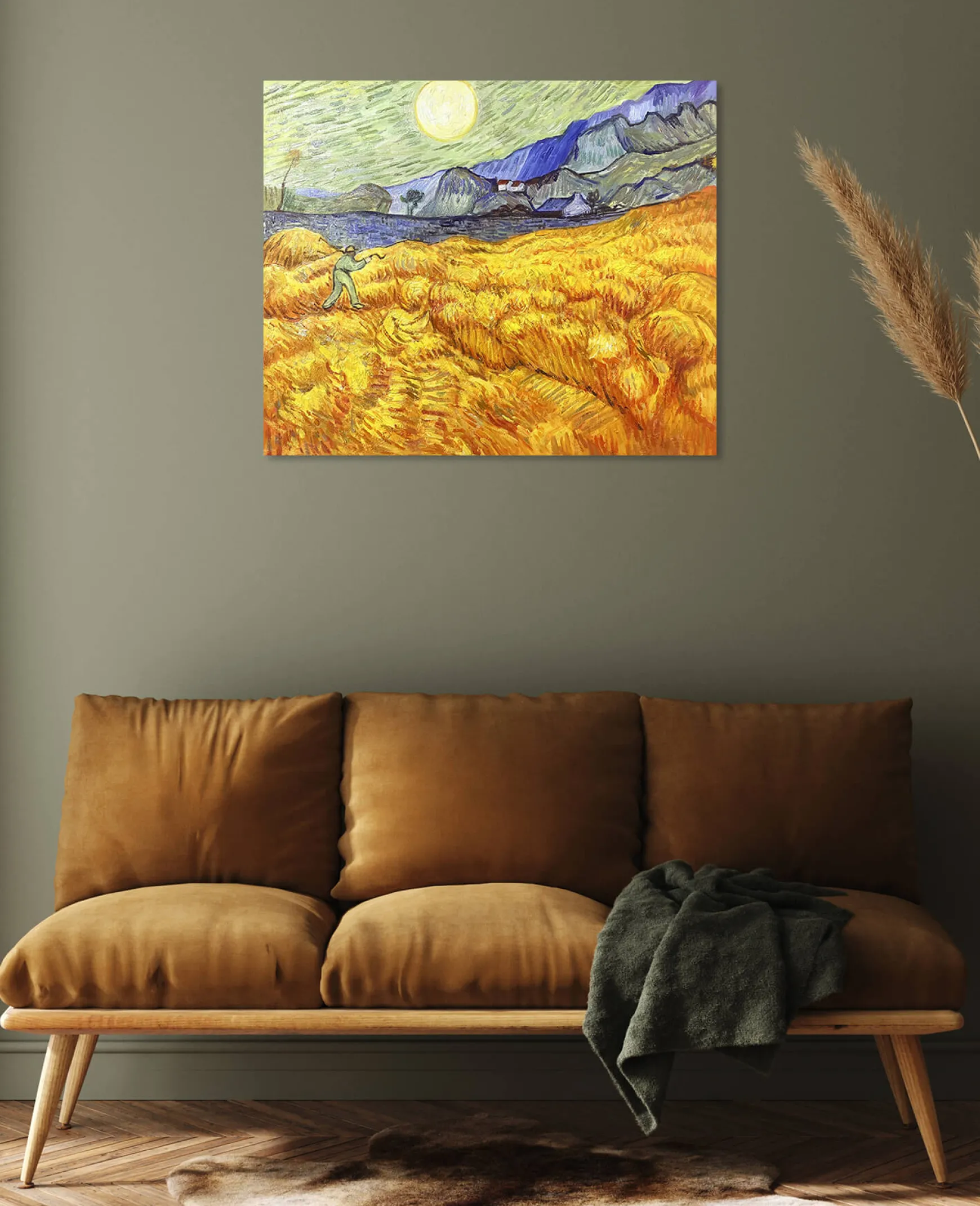 Galerie Mont Van Gogh<Champ de blé derrière l'hospice Saint-Paul avec un faucheur - Vincent Van Gogh