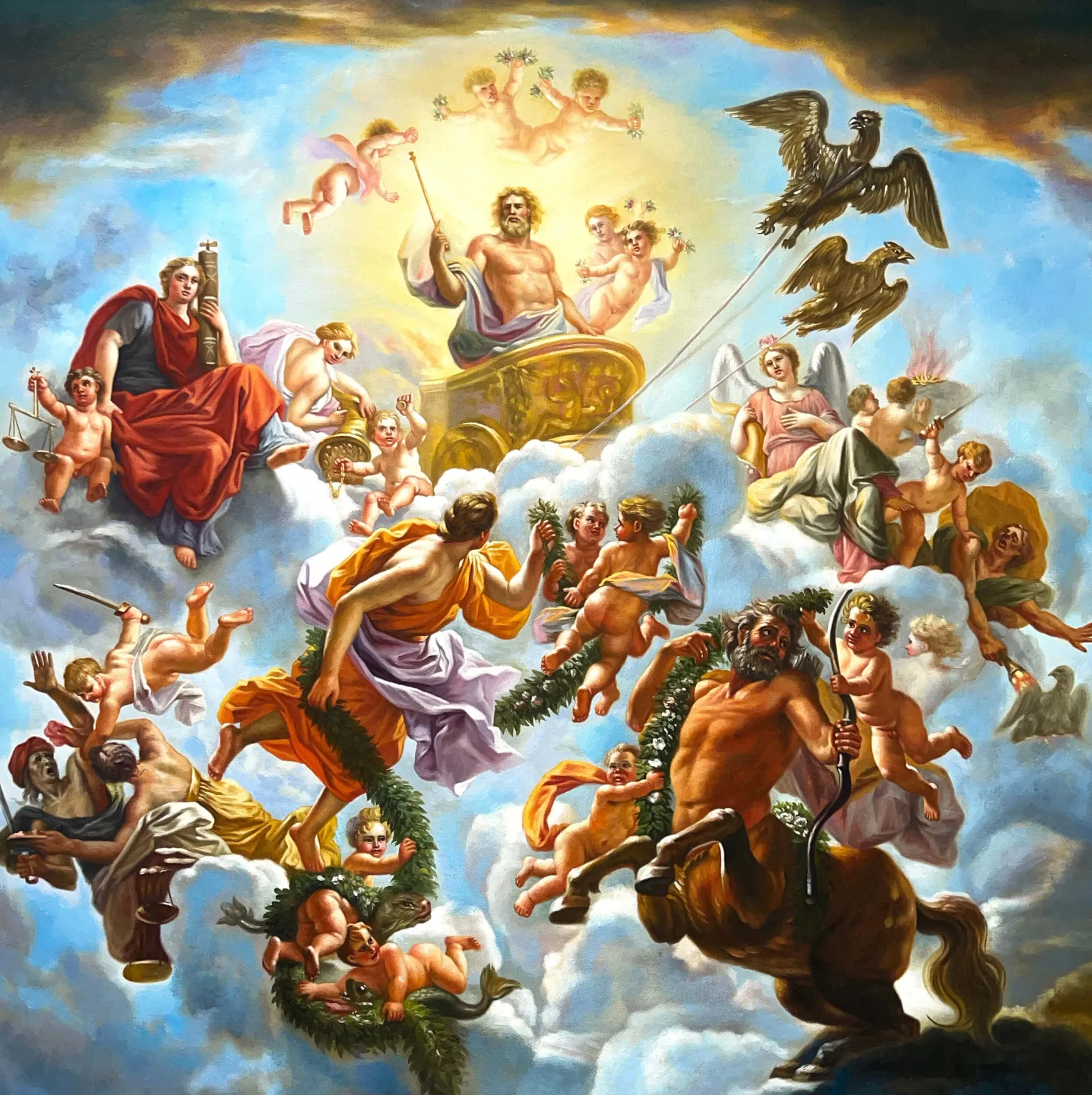 Galerie Mont Coypel<Le char de Jupiter entre la Justice et la Piété - Noël-Nicolas Coypel