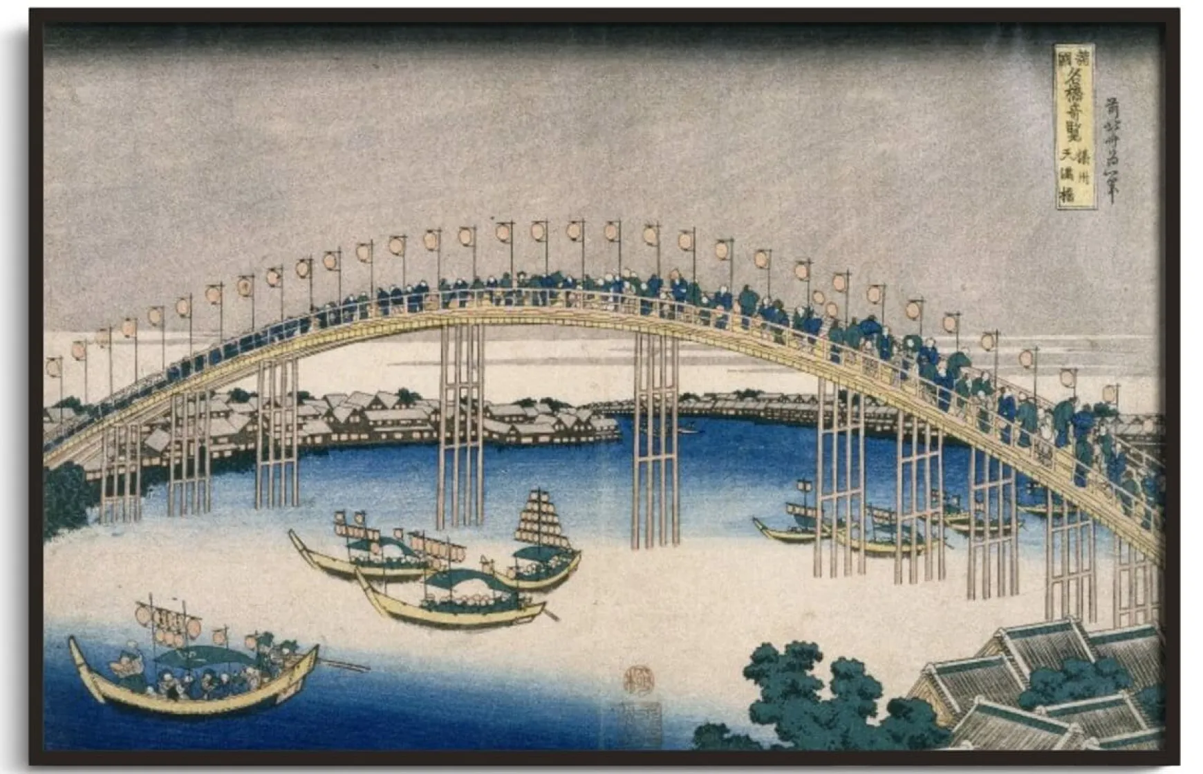Galerie Mont Hokusai<Le festival des lanternes sur le pont de Temma - Hokusai