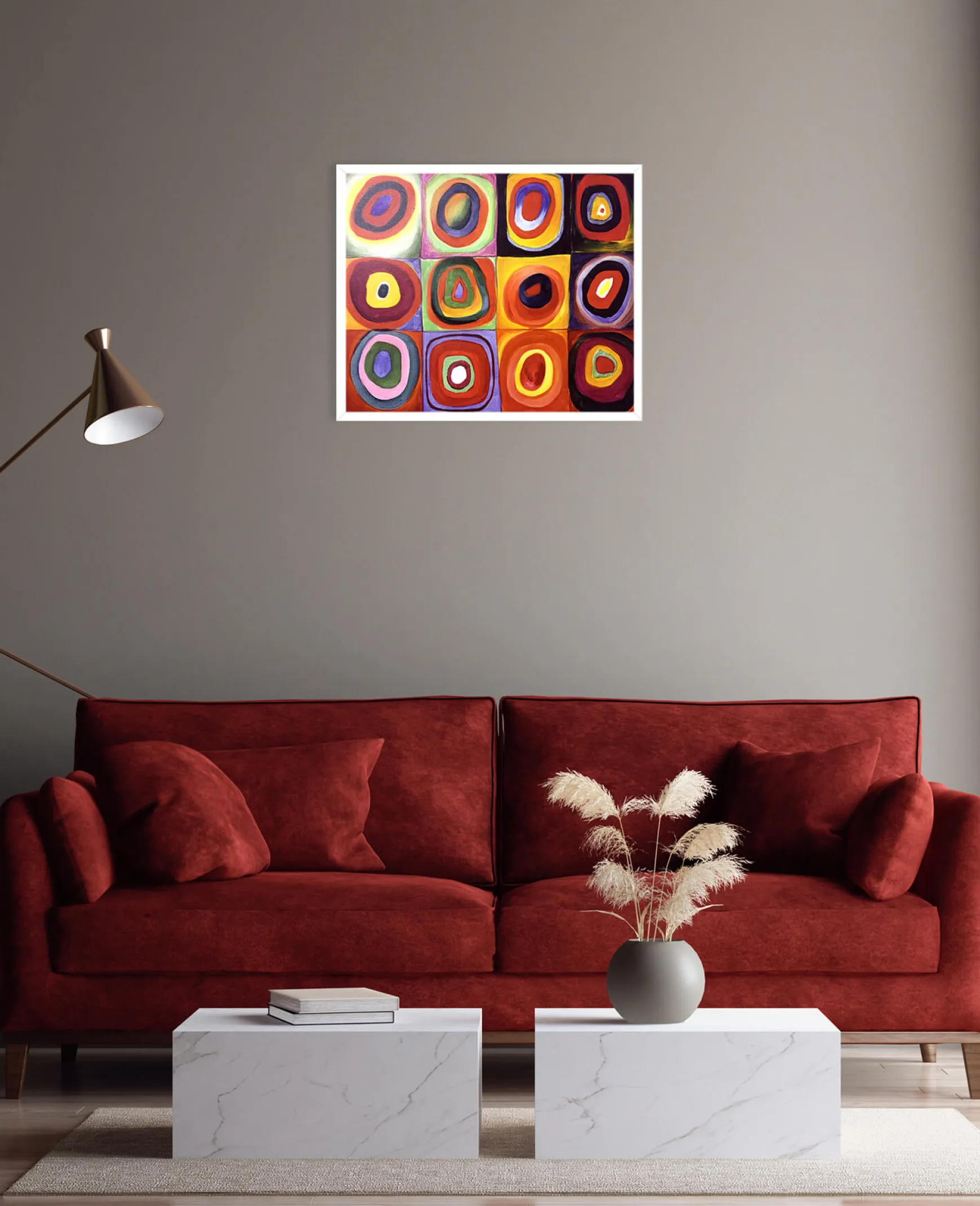 Galerie Mont Kandinsky<Étude de couleurs, carrés avec cercles concentriques - Vassily Kandinsky