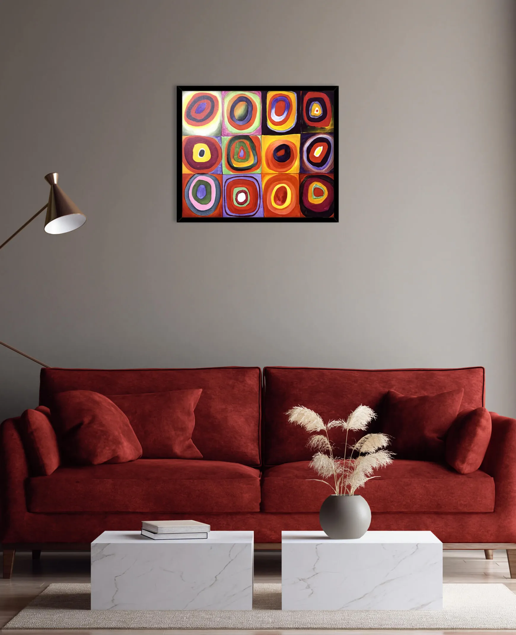 Galerie Mont Kandinsky<Étude de couleurs, carrés avec cercles concentriques - Vassily Kandinsky