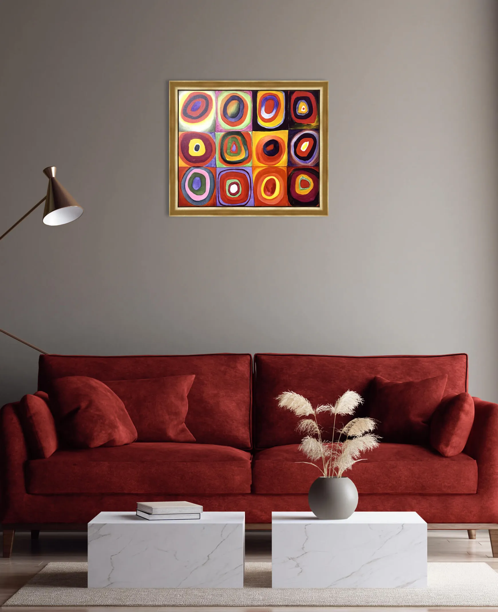 Galerie Mont Kandinsky<Étude de couleurs, carrés avec cercles concentriques - Vassily Kandinsky
