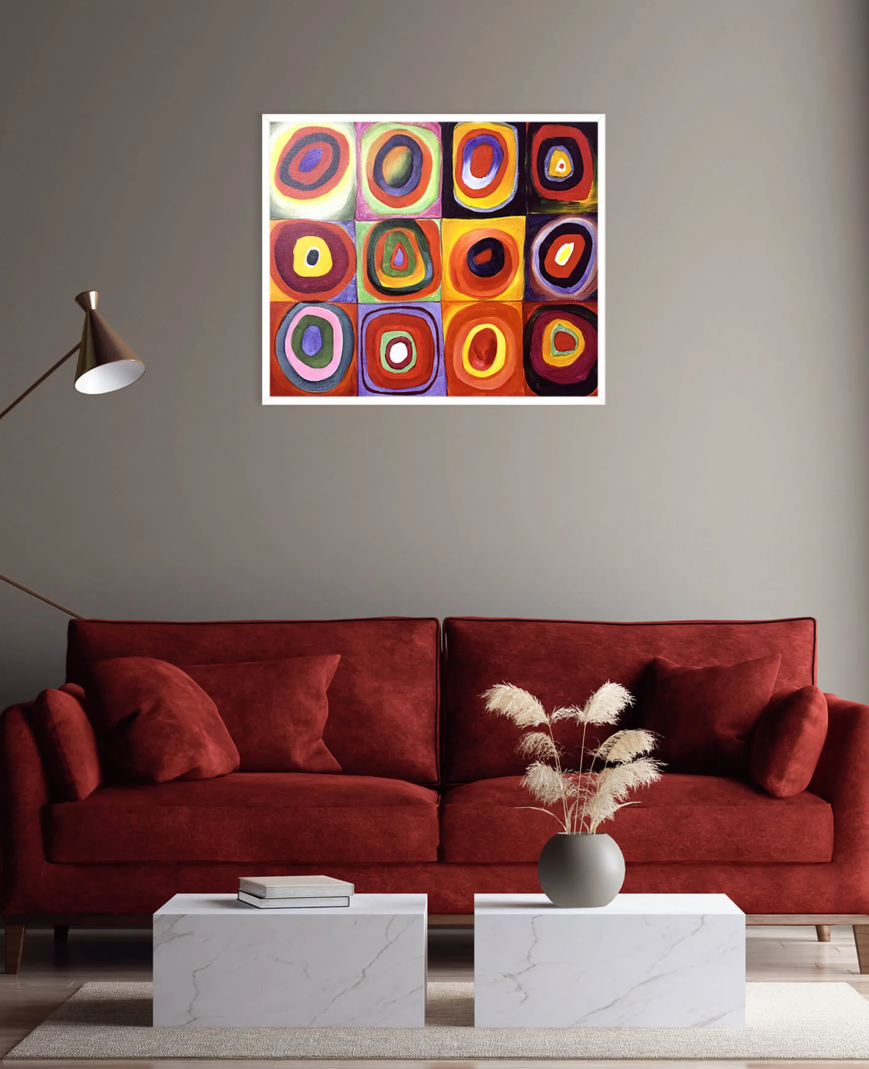Galerie Mont Kandinsky<Étude de couleurs, carrés avec cercles concentriques - Vassily Kandinsky