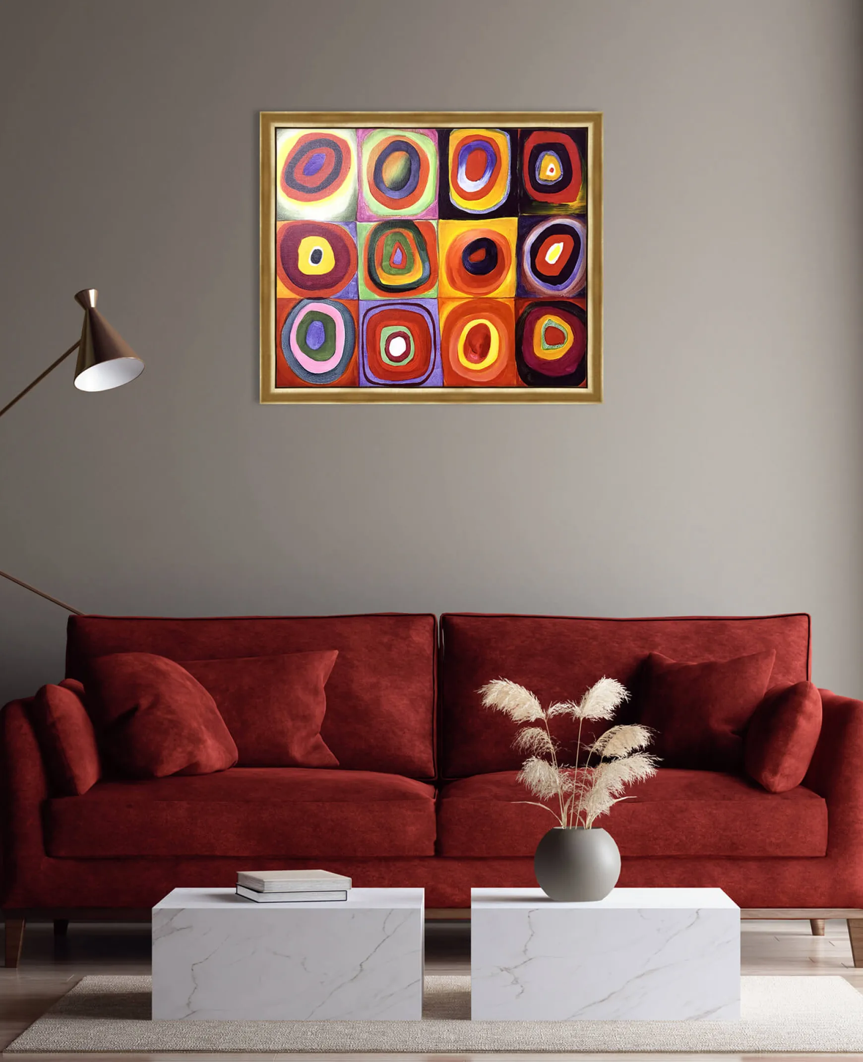 Galerie Mont Kandinsky<Étude de couleurs, carrés avec cercles concentriques - Vassily Kandinsky
