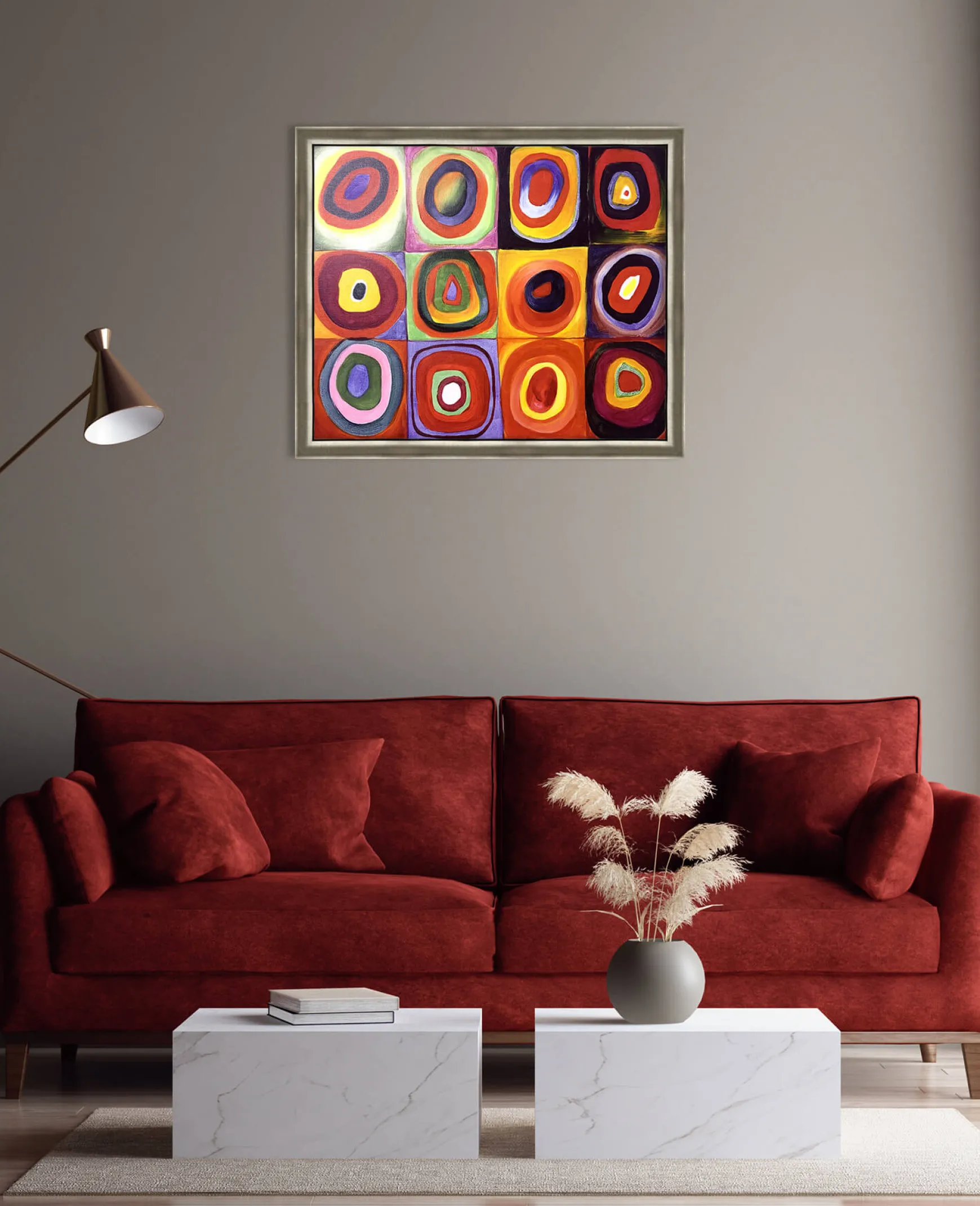 Galerie Mont Kandinsky<Étude de couleurs, carrés avec cercles concentriques - Vassily Kandinsky