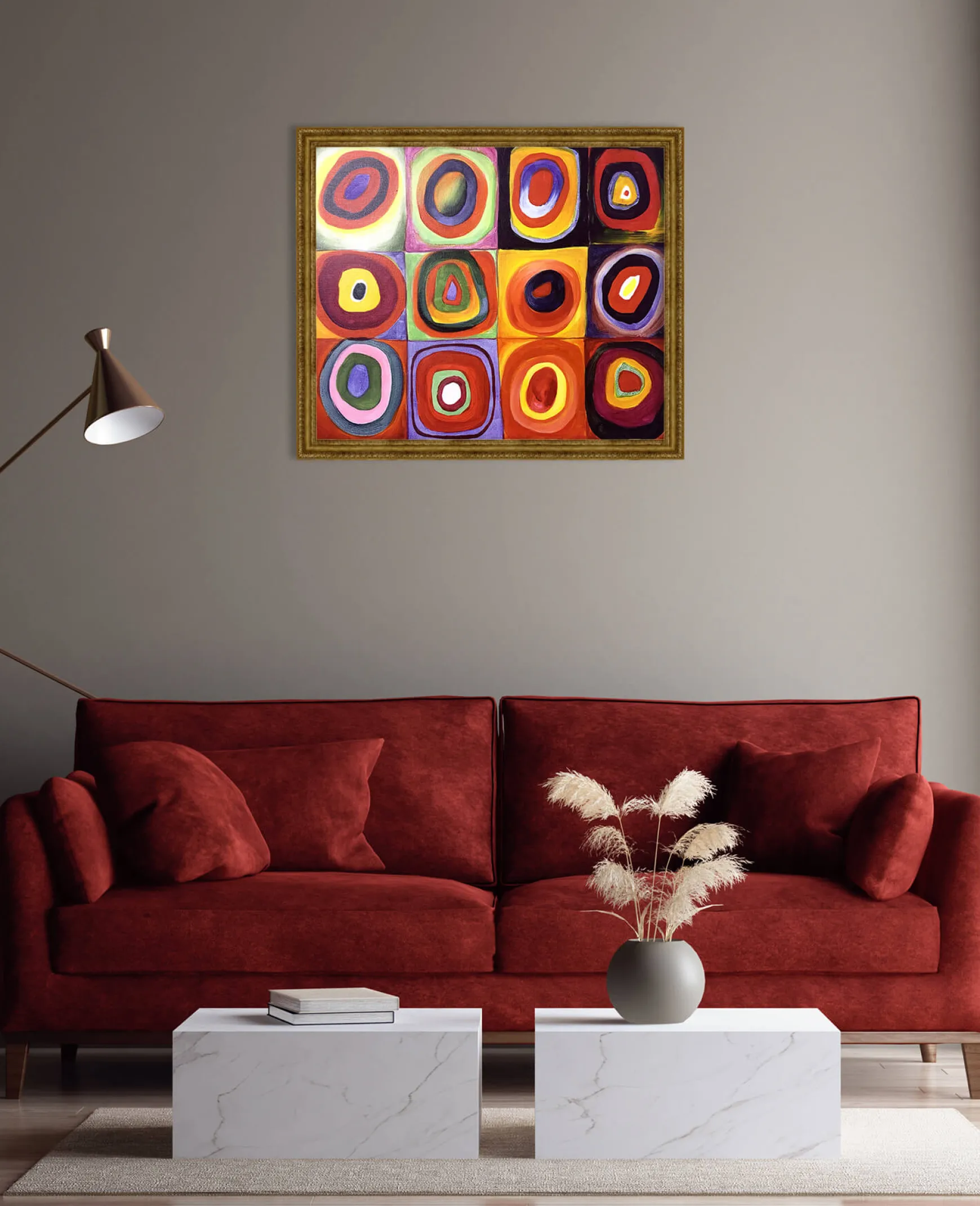 Galerie Mont Kandinsky<Étude de couleurs, carrés avec cercles concentriques - Vassily Kandinsky