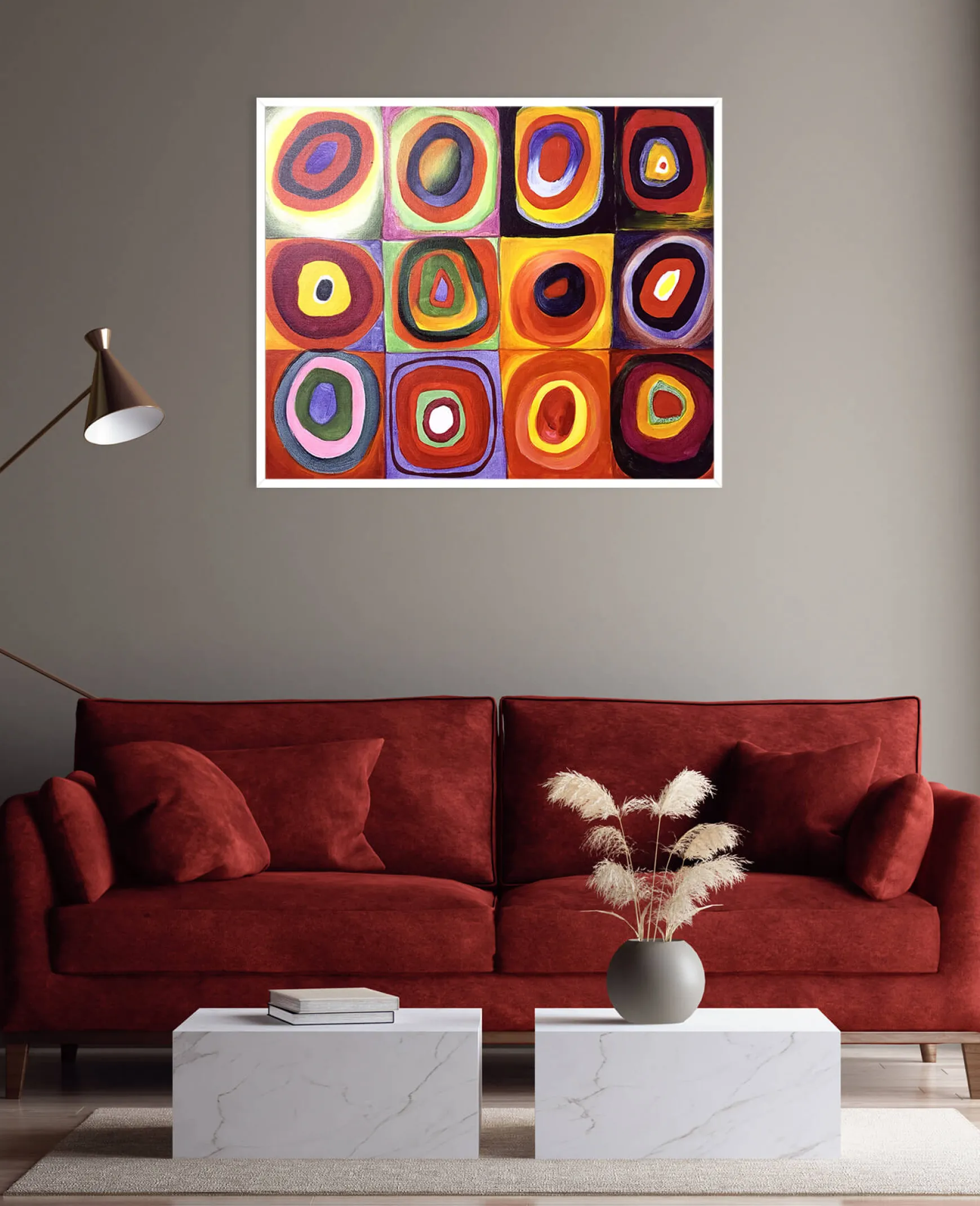 Galerie Mont Kandinsky<Étude de couleurs, carrés avec cercles concentriques - Vassily Kandinsky