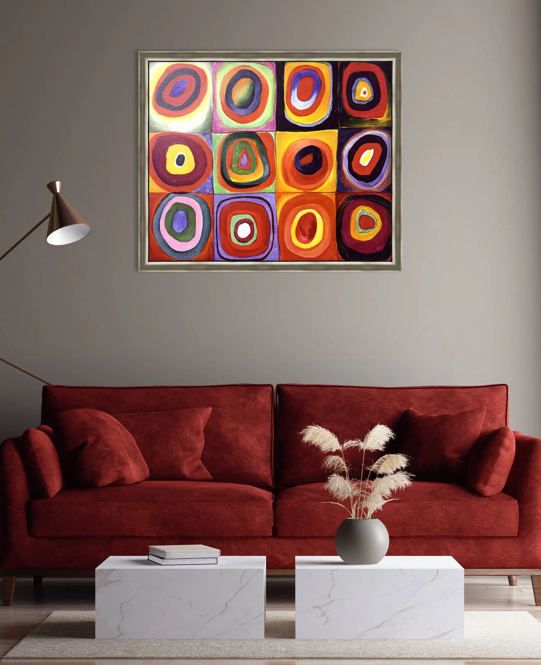 Galerie Mont Kandinsky<Étude de couleurs, carrés avec cercles concentriques - Vassily Kandinsky