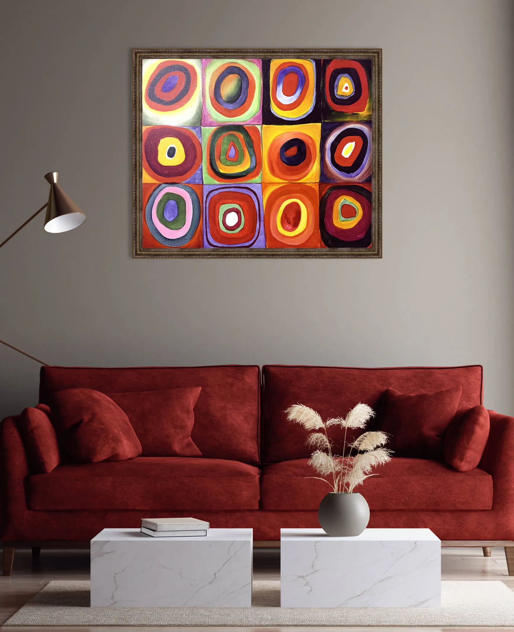 Galerie Mont Kandinsky<Étude de couleurs, carrés avec cercles concentriques - Vassily Kandinsky
