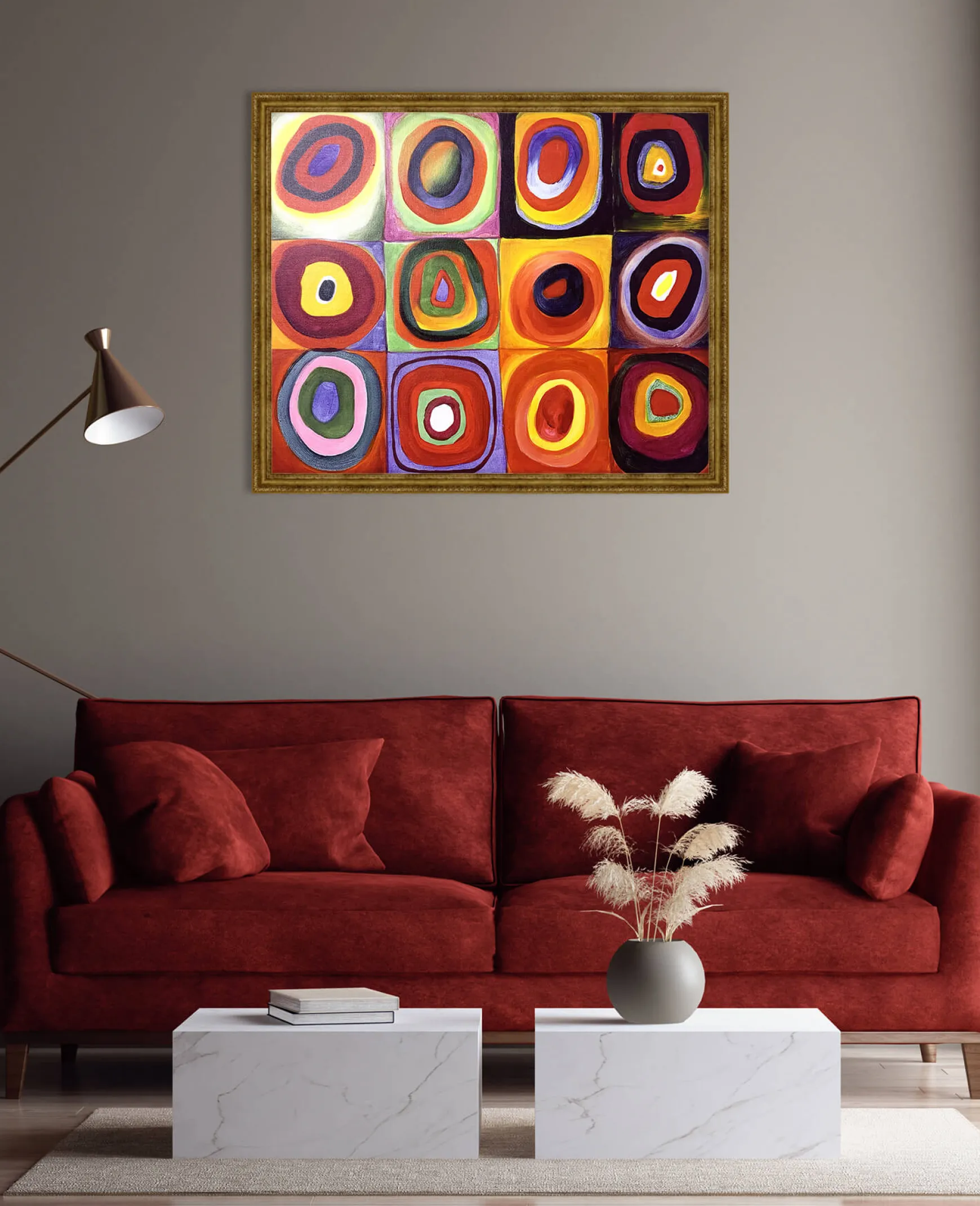 Galerie Mont Kandinsky<Étude de couleurs, carrés avec cercles concentriques - Vassily Kandinsky