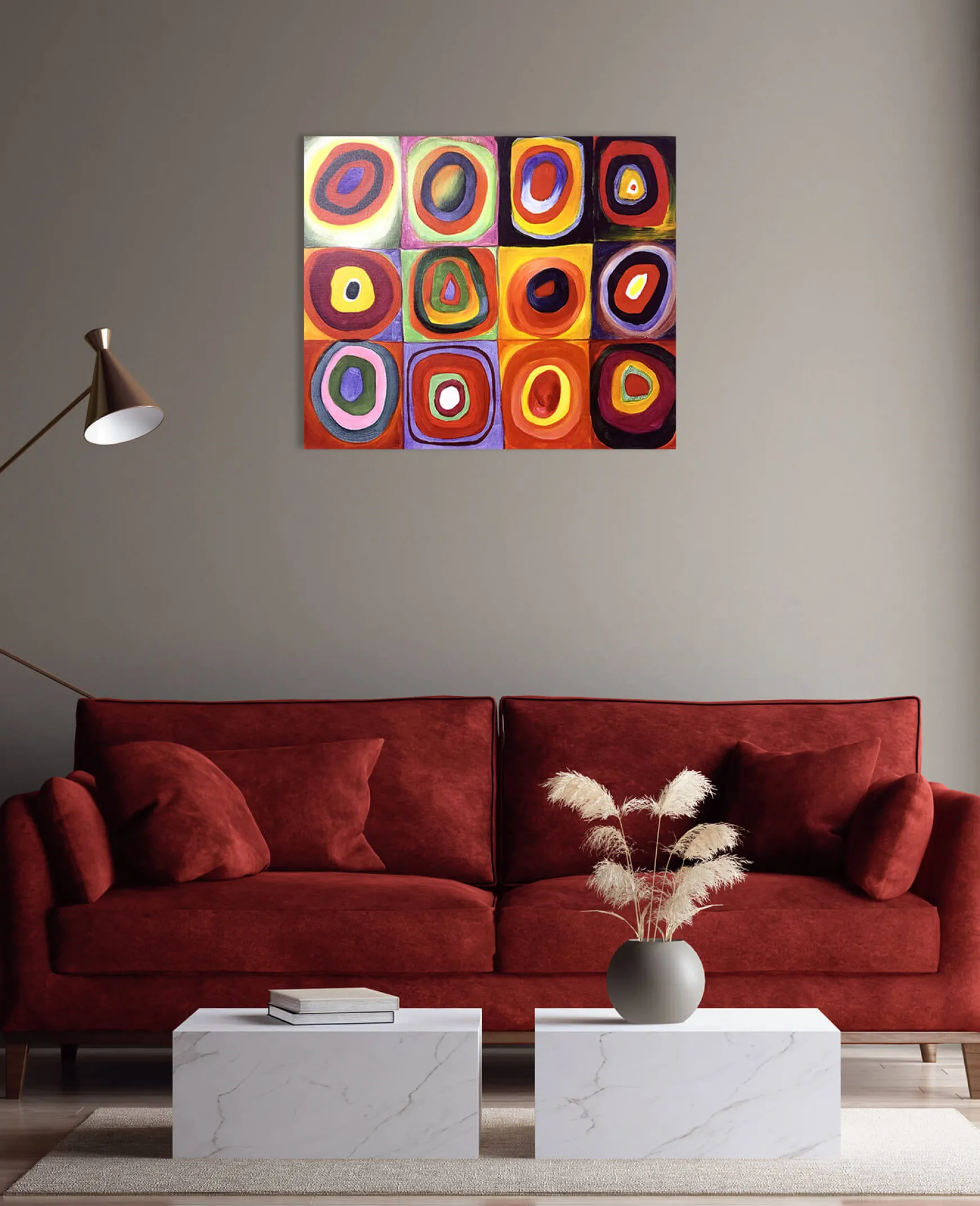Galerie Mont Kandinsky<Étude de couleurs, carrés avec cercles concentriques - Vassily Kandinsky