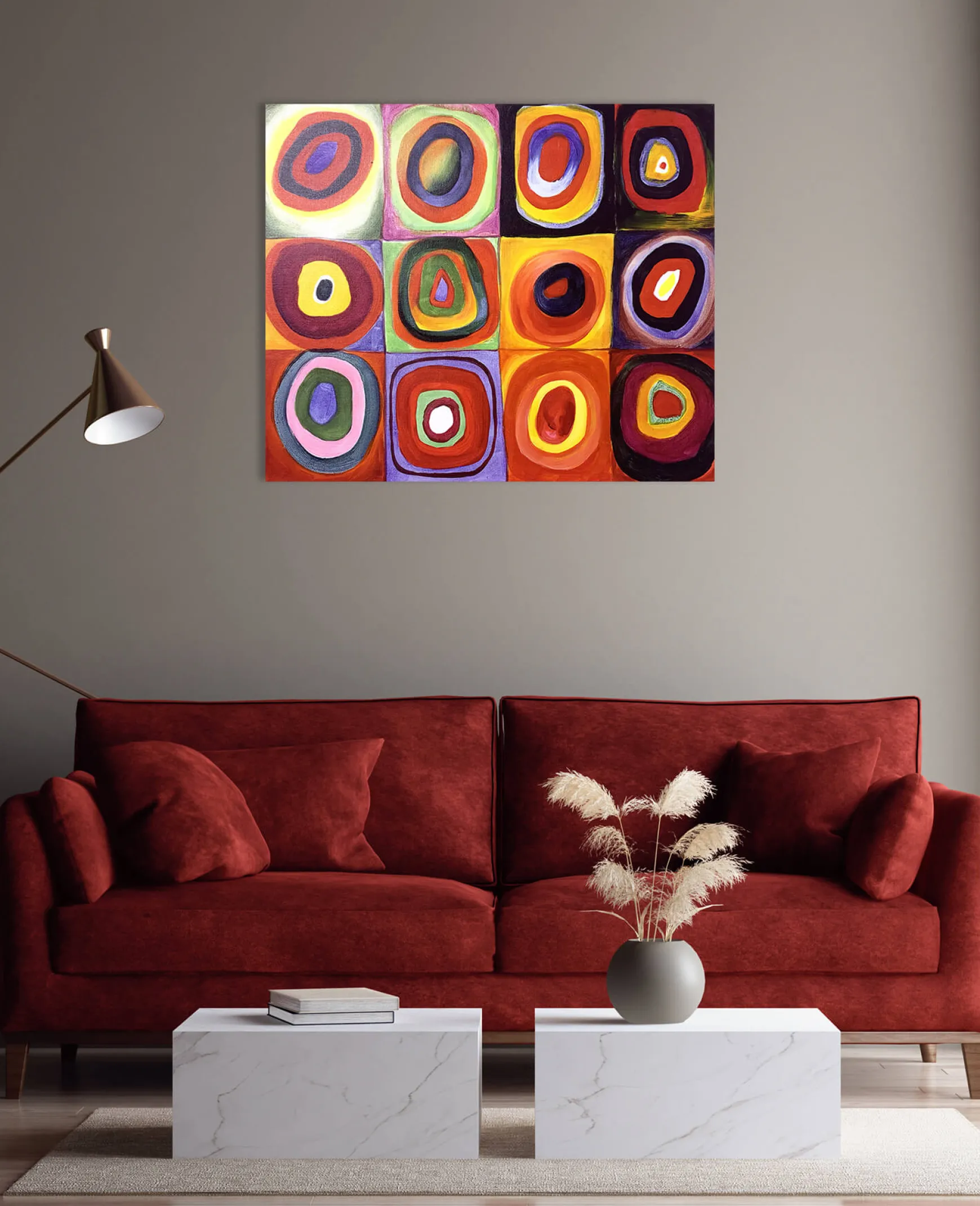 Galerie Mont Kandinsky<Étude de couleurs, carrés avec cercles concentriques - Vassily Kandinsky